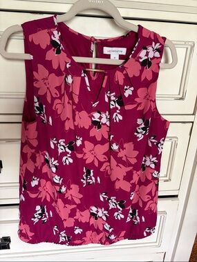 Liz Claiborne Sleeveless Floral Shell Top - Pink Magenta